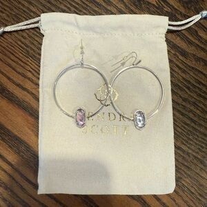 Kendra Scott Silver Hoops with Pink and Blue Iridescent Accents